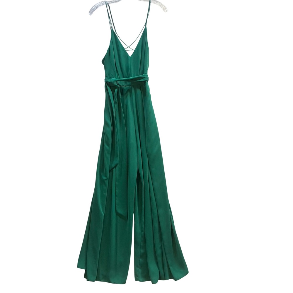 Avec‎ Les Filles Emerald Green Wide Leg Jumpsuit V-Neck Strappy 4 Wedding Guest